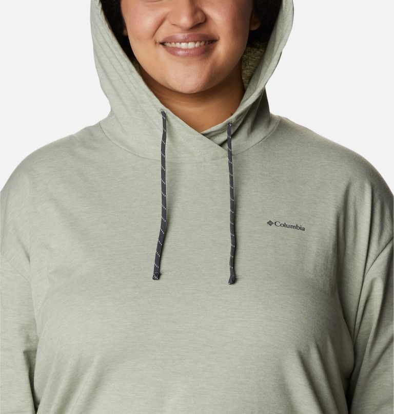 Women's Columbia Sun Trek Pullover Hoodie Olive | Plus Size CA-A8035